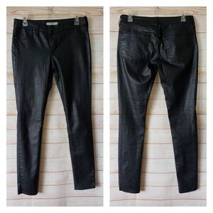 Rich & Skinny Coated Skinny Jeans Black Sexy Biker Sleek Shiny Size 27 Mid-Rise